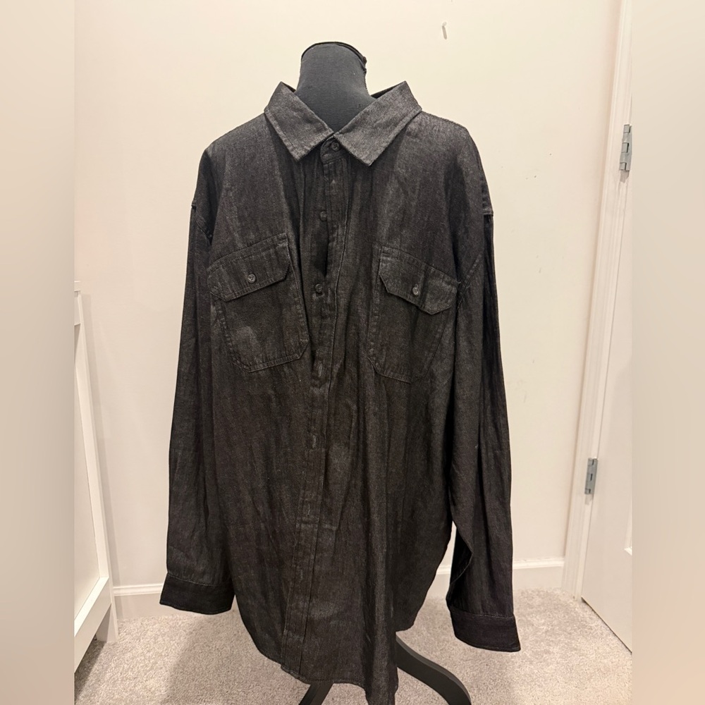 NWT 3XL Wrangler Charcoal Chambray Charcoal Shirt